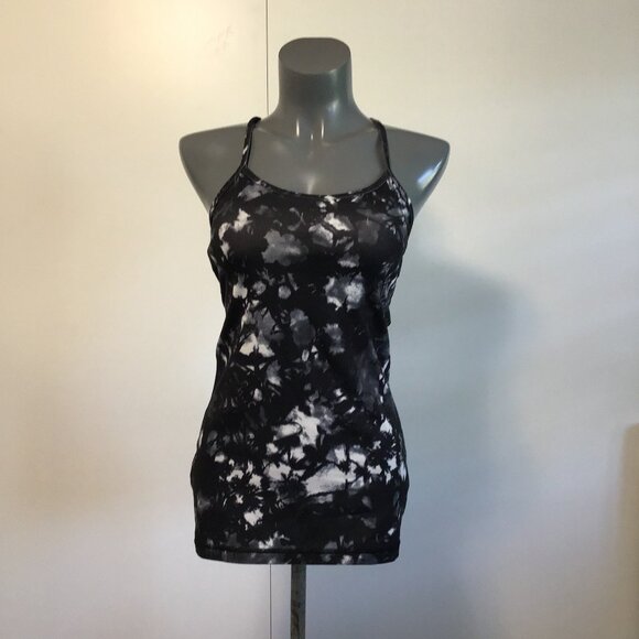 lululemon athletica Tops - Lululemon Power Y Tank (Luon) Dusk Dye White Black Size 4